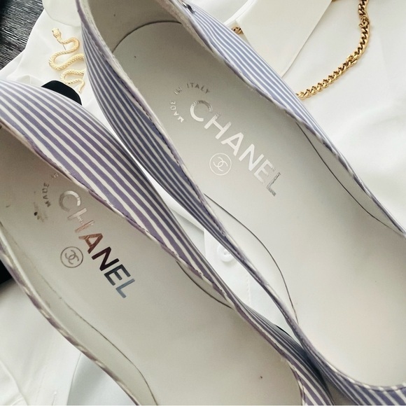 Chanel coastal nautical stripe pointy heels size 38.5 - Picture 12 of 14